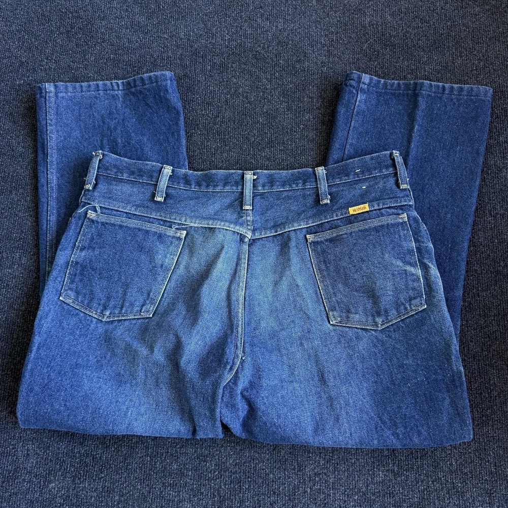 Vintage Rustler Jeans Mens 36x28 Medium Wash Blue Denim Relaxed Straight Pockets